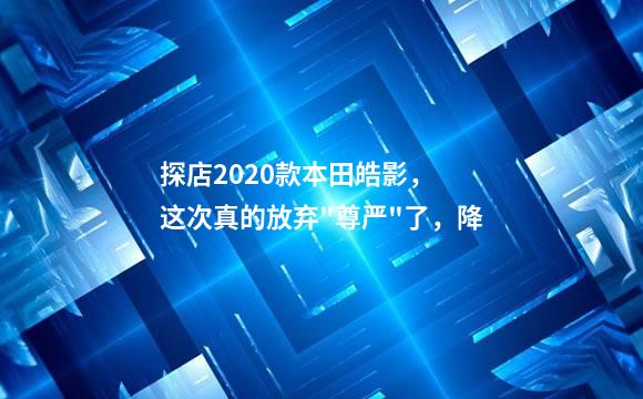 探店2020款本田皓影， 这次真的放弃"尊严"了，降